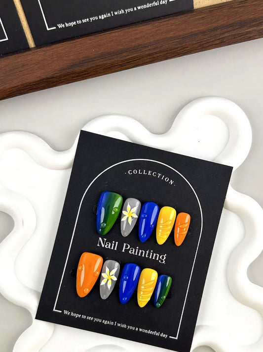 HAND-PAINTED FIVE FLOWER