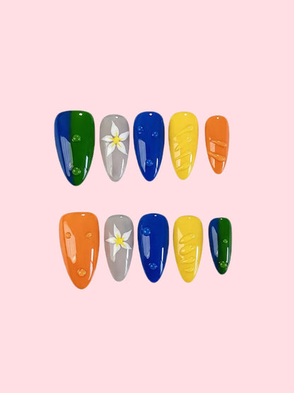 HAND-PAINTED FIVE FLOWER