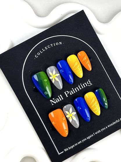 HAND-PAINTED FIVE FLOWER