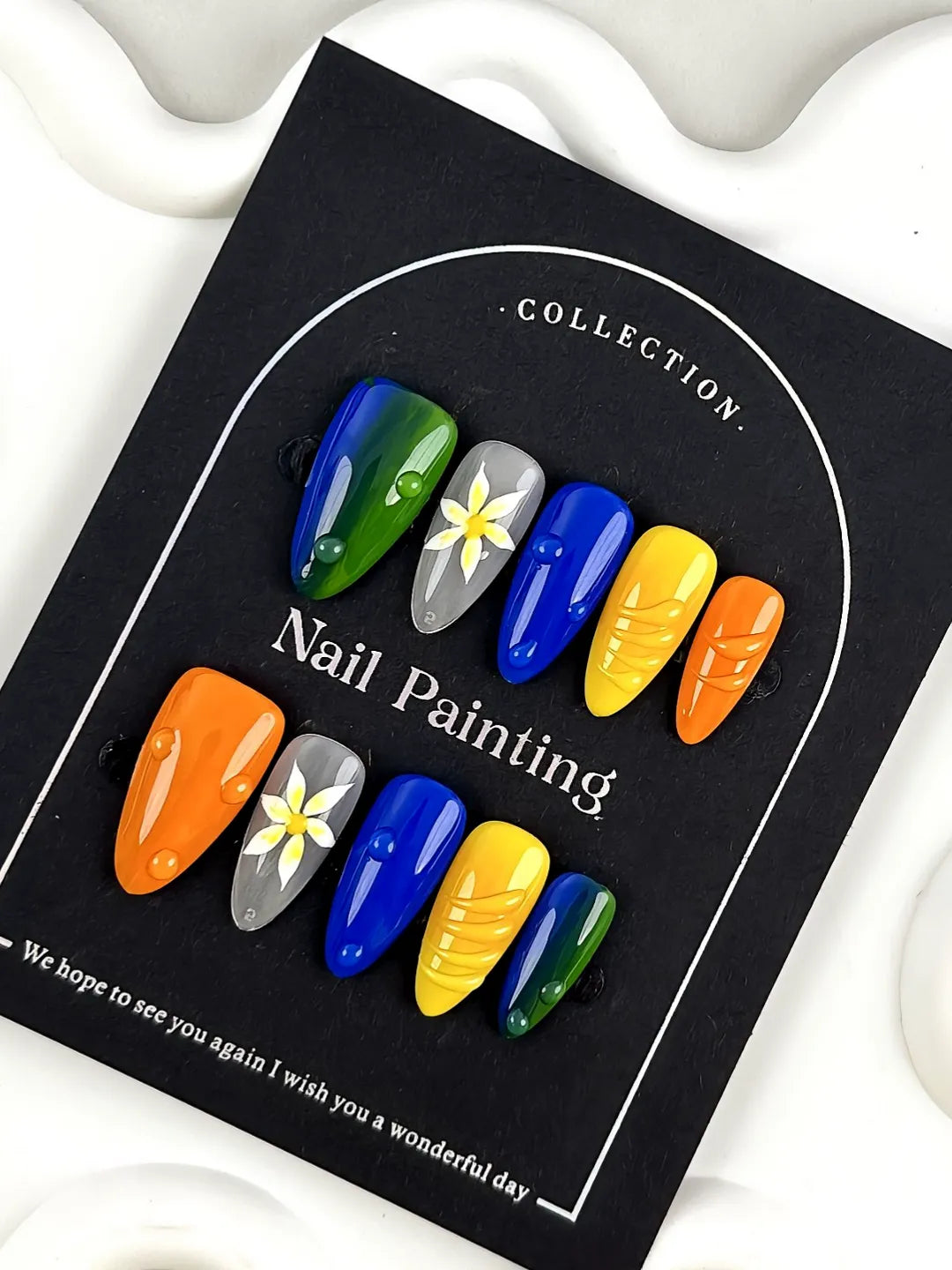 HAND-PAINTED FIVE FLOWER